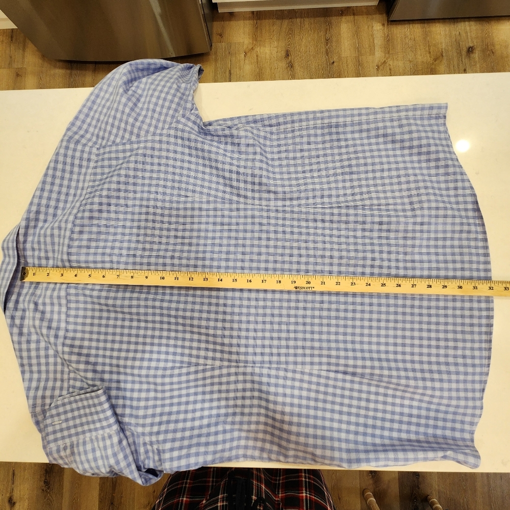 NWOT ETON Button Up Shirt 18 46 Contemporary Blue Check Gingham 100% Cotton - Picture 12 of 13